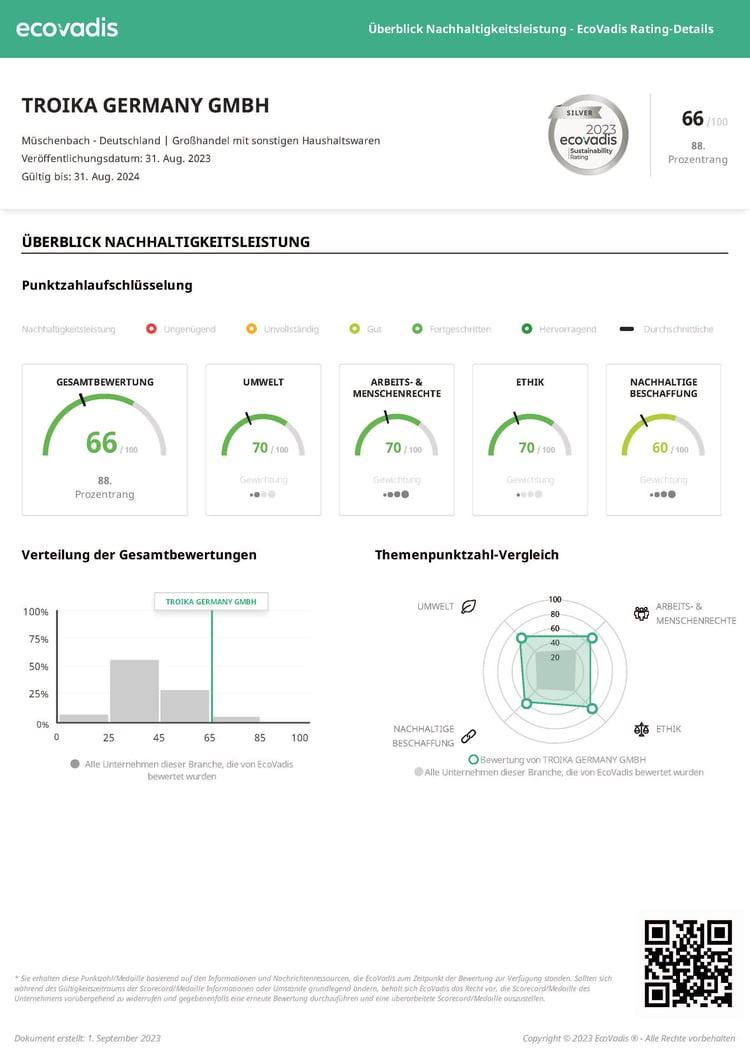 Ecovadis Sustainability Certification SILVER Medal